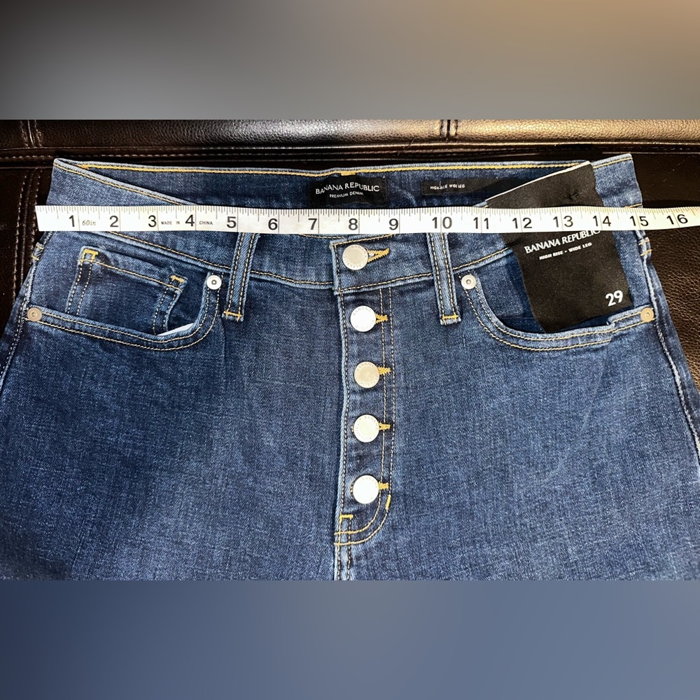 Banana Republic Buttoned Dark Blue Flare Jeans - Picture 8 of 9